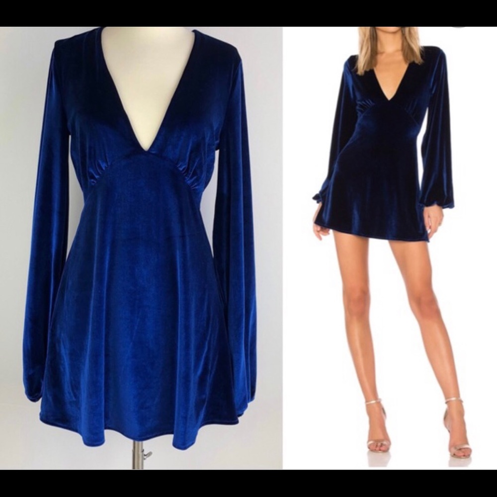 Tularosa Blue Velvet Dress